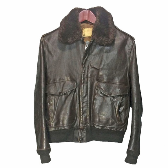 SCHOTT Brown Leather Bomber Jacket Size 40
